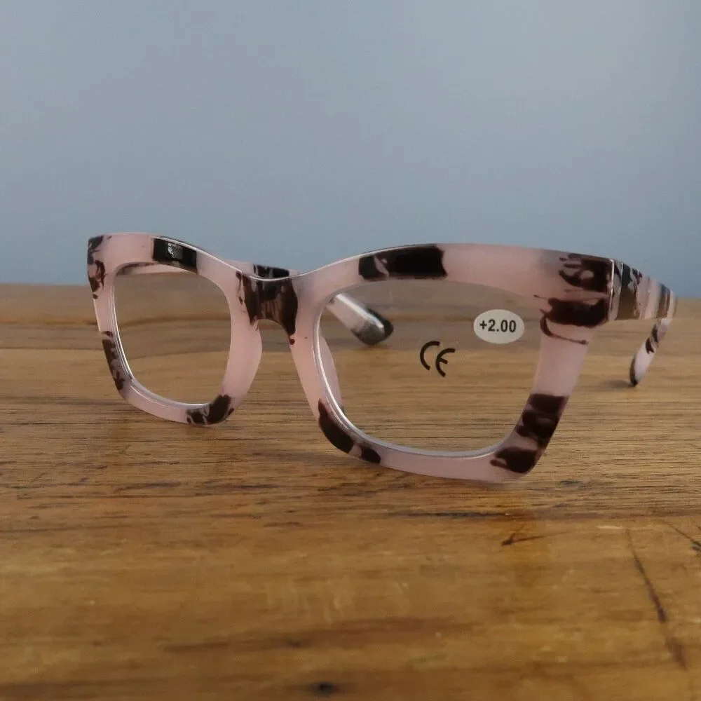 RETRO TRENDY BLACK & PINK READER GLASSES +2.00 NWT
